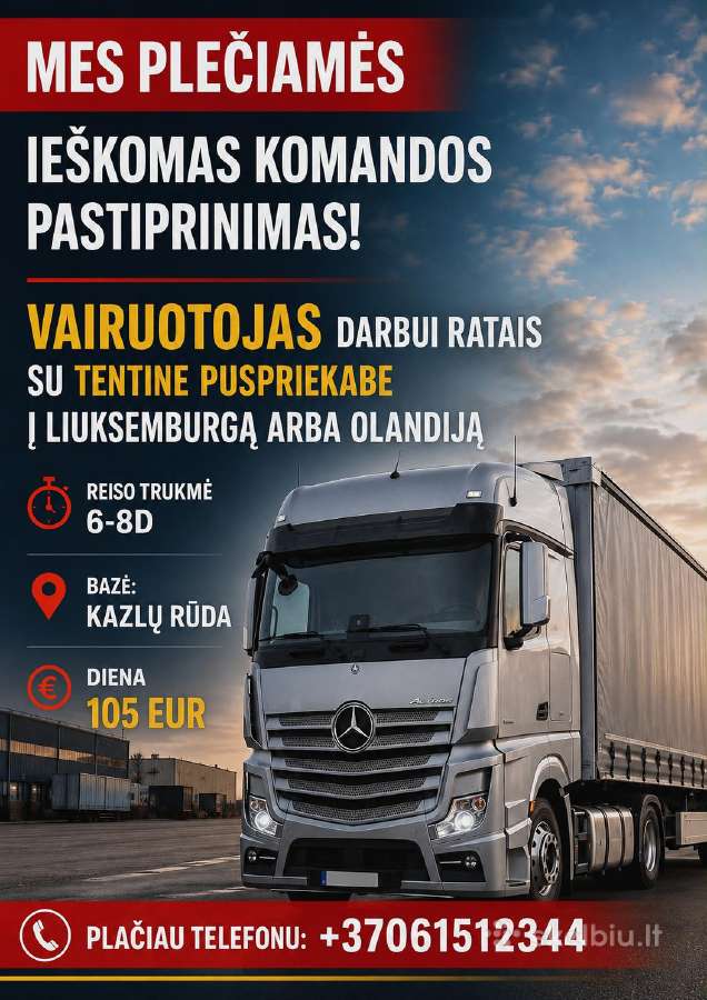 Vairuotojas darbui ratais Lt-nl-lt, Lt-be-lt