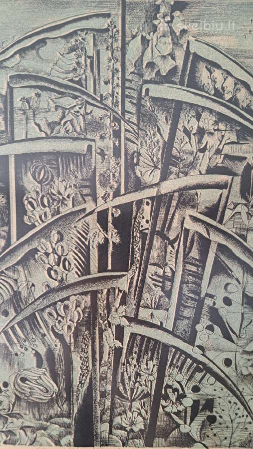 Irena Kačenauskaitė „vasara“ (litografija) 1977m. - nuotraukos Nr. 4