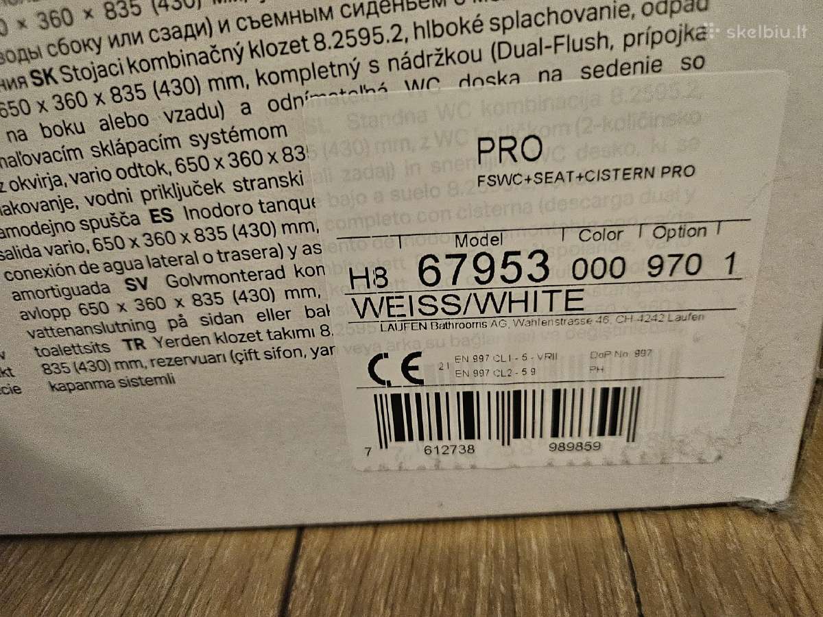 Parduodamas naujas, supakuotas unitazas Laufen Pro - nuotraukos Nr. 2