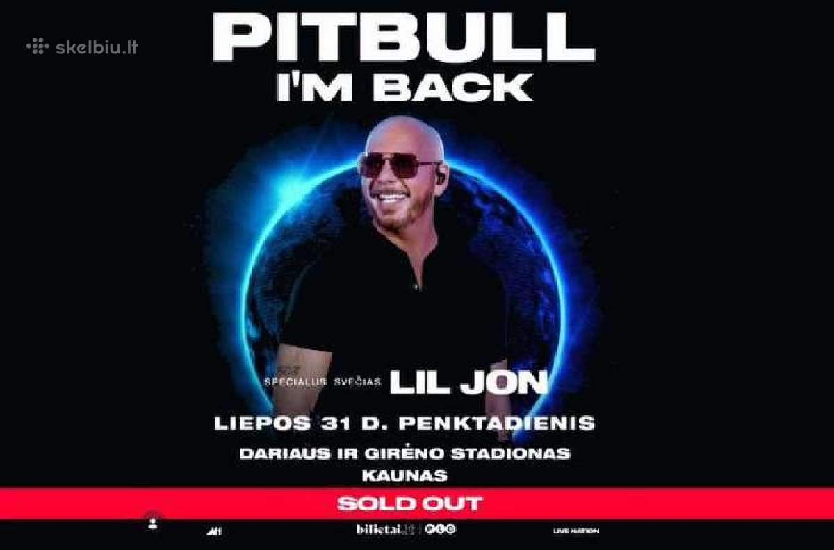 Pitbull 2 bilietai 2026.07.31 Kaunas