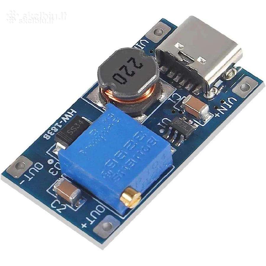 Dc-dc Mt3608 Step Up modulis su Usb-c