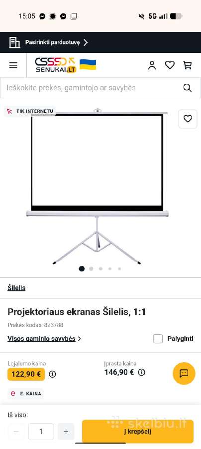 Projektoriaus ekranas (pastatomas)