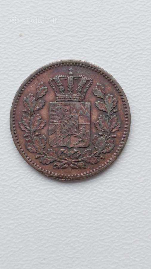 1866 m. 2 pfenigiai. Reta! Tiražas 234.000! - nuotraukos Nr. 2