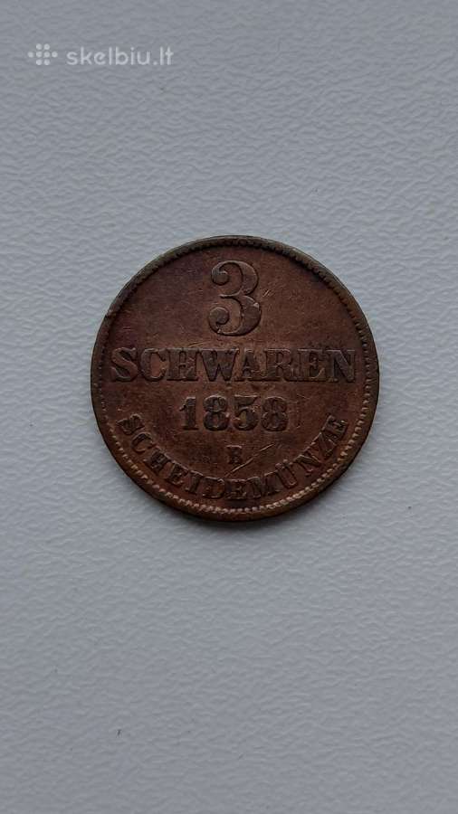 1858 m. 3 schwaren. Tiražas 372.000 vnt.