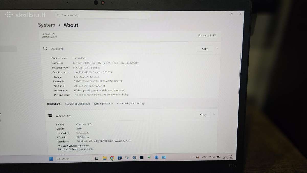 Lenovo T14s Gen 2i su Windows 11pro - nuotraukos Nr. 4