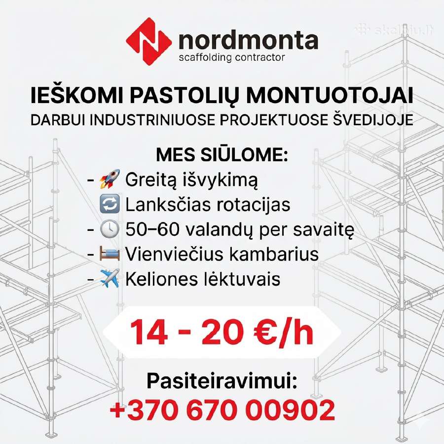 Pastolių montuotojai Švedijoje