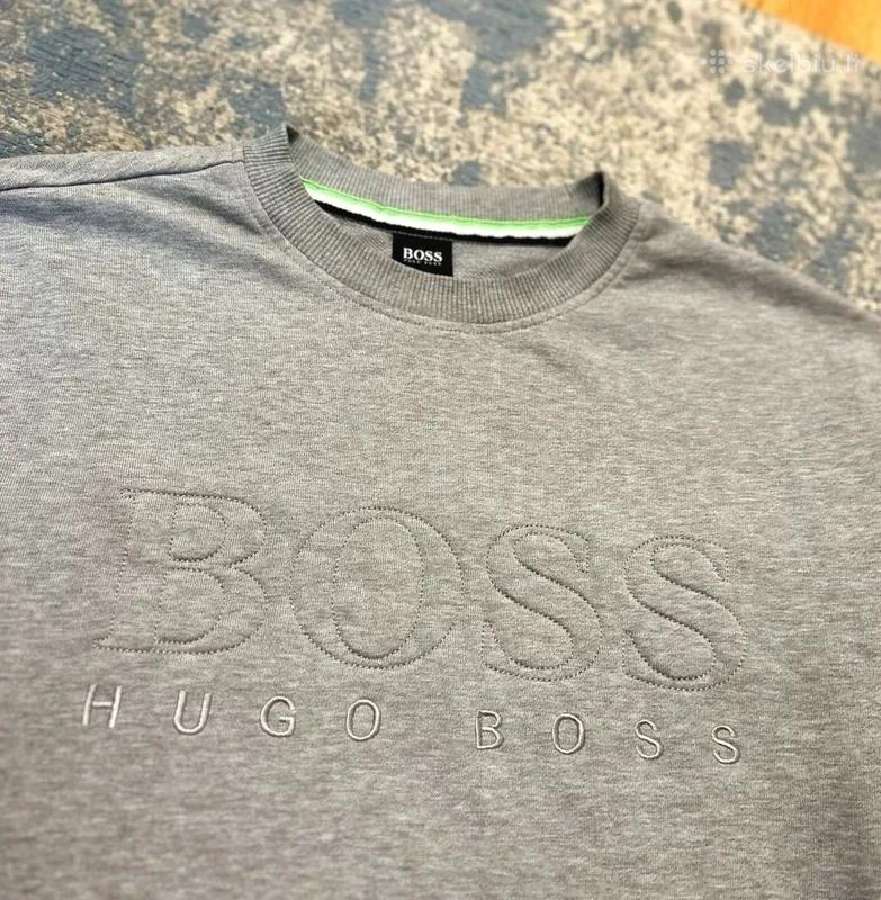 Hugo Boss pilkas siuvinėtas logotipo megztinis su - nuotraukos Nr. 3