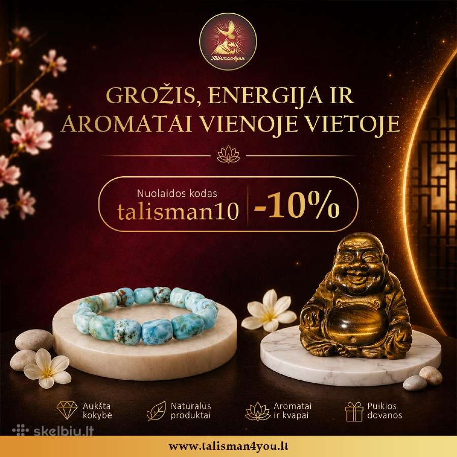 Apyrankės, smilkalai ir natūralūs akmenys.