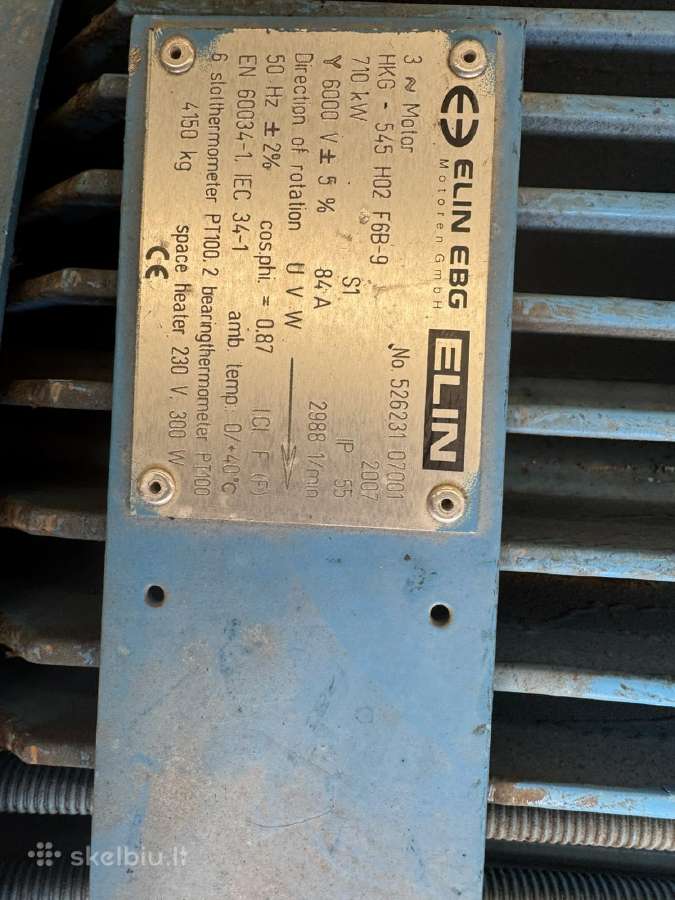 Elin Ebg 710 kw trifazis elektromotoras 6000v - nuotraukos Nr. 7