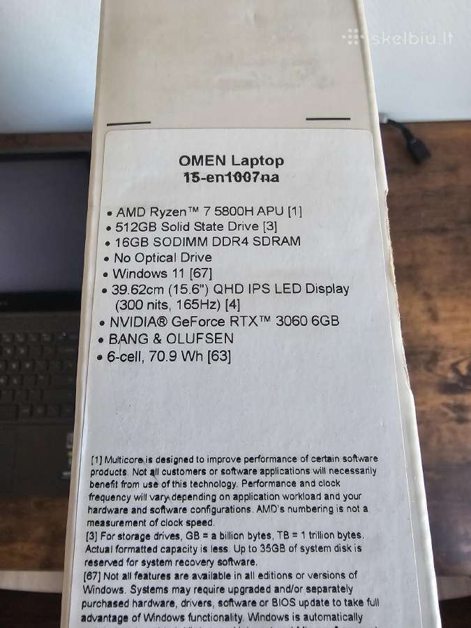 Hp Omen 15 16/512/3060 6gb dužes ekranas - nuotraukos Nr. 6