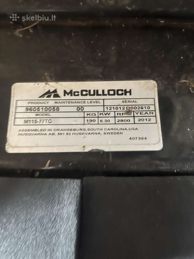 Parduodamas sodo traktoriukas Mcculloch M115-77tc - nuotraukos Nr. 6