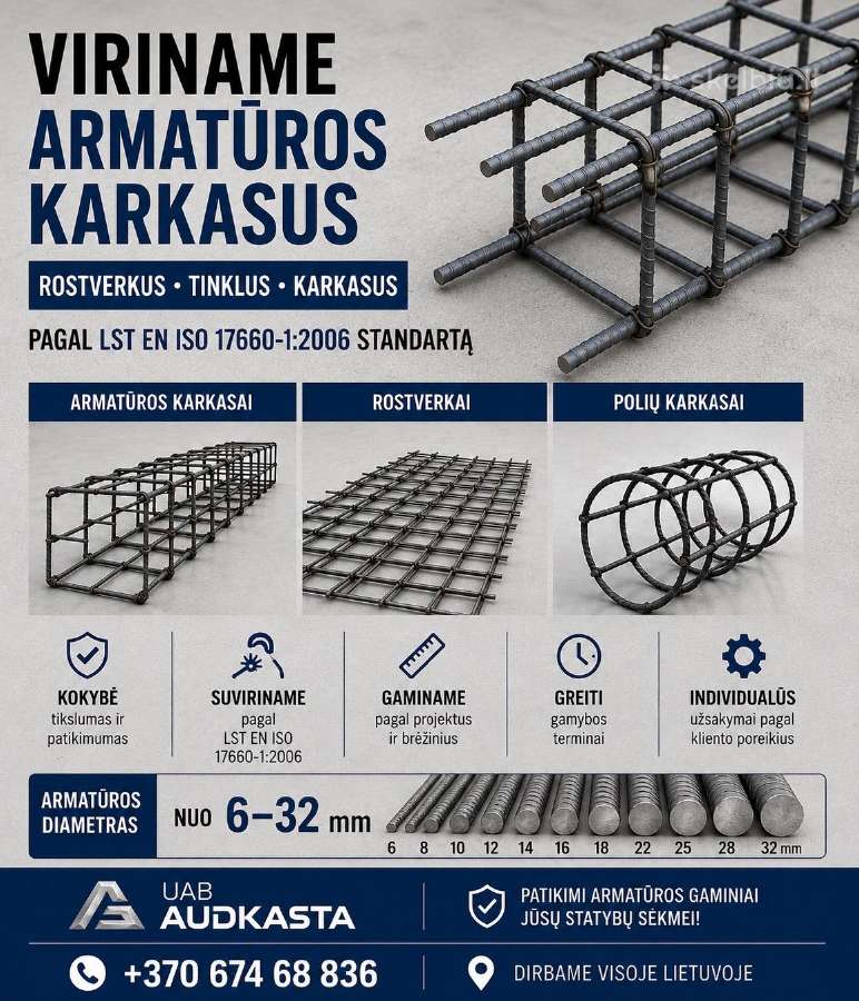 Armaturos karkasai, tinklai, rostverkai, karkasai