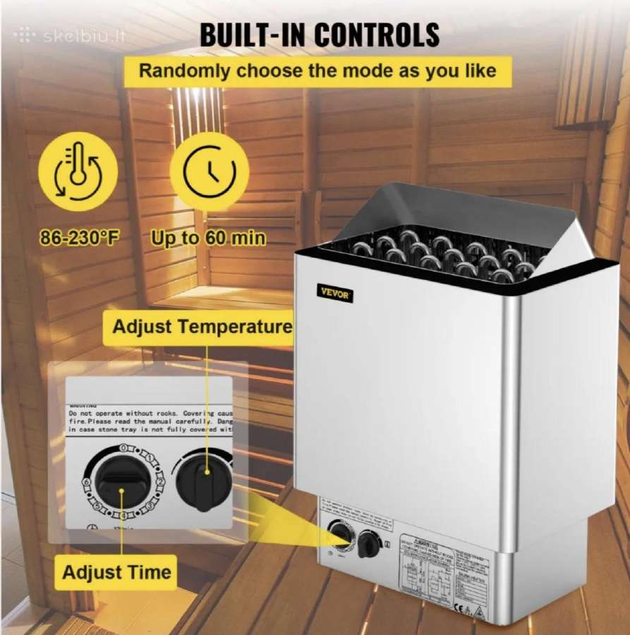 Pirties, saunos elektrinė krosnelė 9kw. - nuotraukos Nr. 7