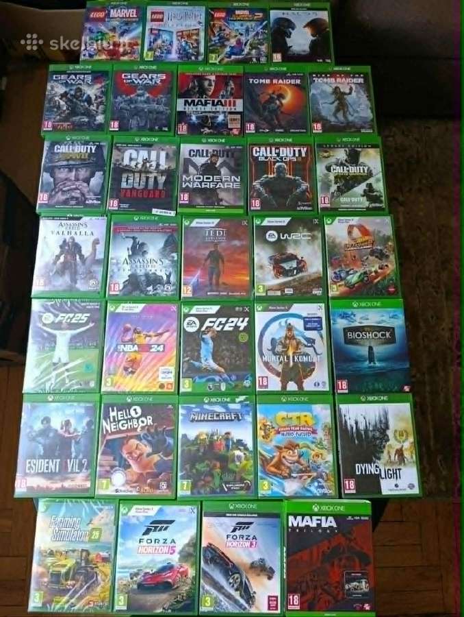 Xbox One S, X ir Series X žaidimai ir pultas
