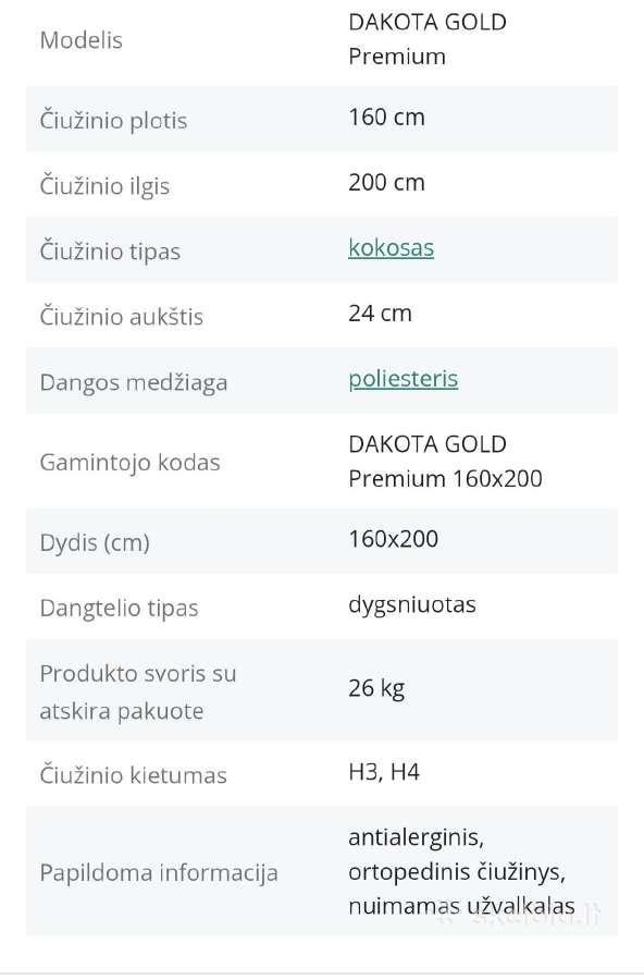 Dakota Gold Premium čiužinys - nuotraukos Nr. 5