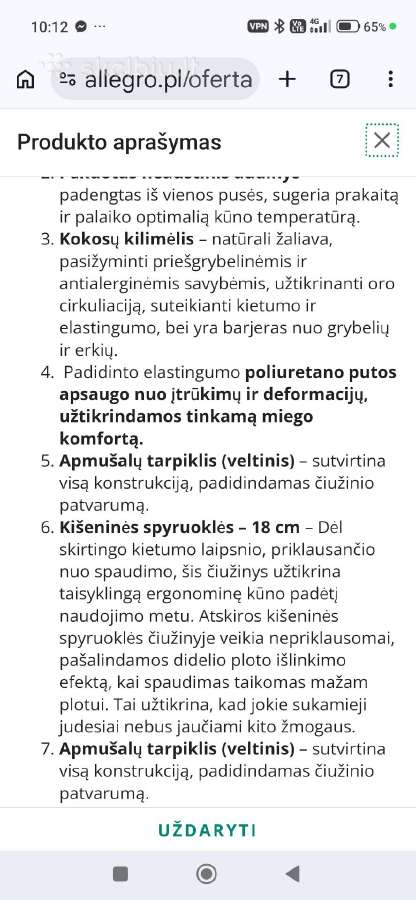 Dakota Gold Premium čiužinys - nuotraukos Nr. 8
