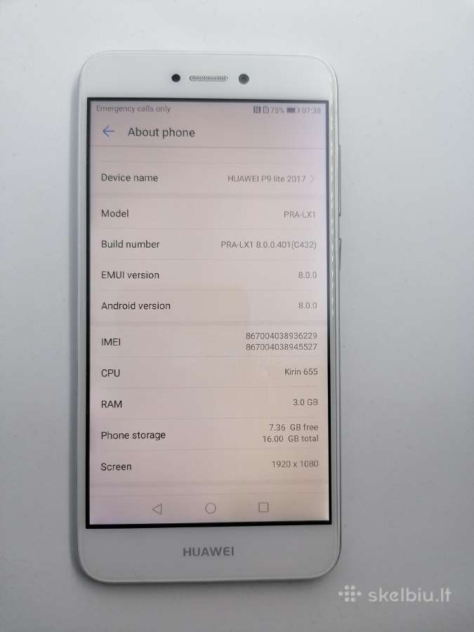Huawei P9 lite 2017 Pra - Lx1 baltos spalvos telef - nuotraukos Nr. 2