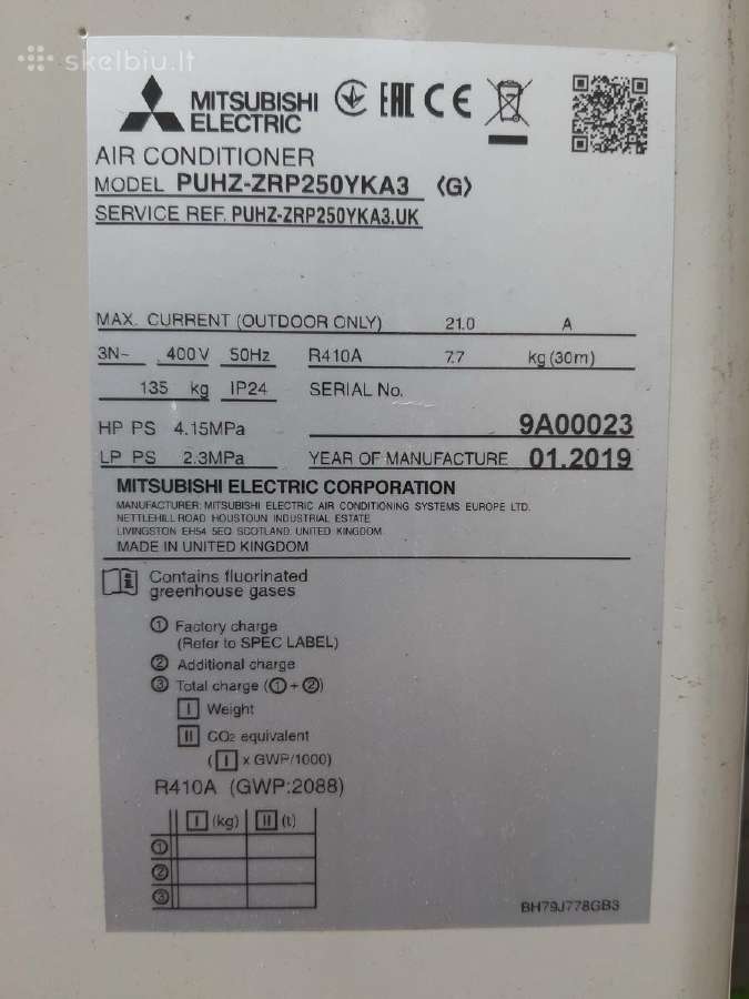 Kondicionierius Mitsubishi Electric 28 kw - nuotraukos Nr. 5
