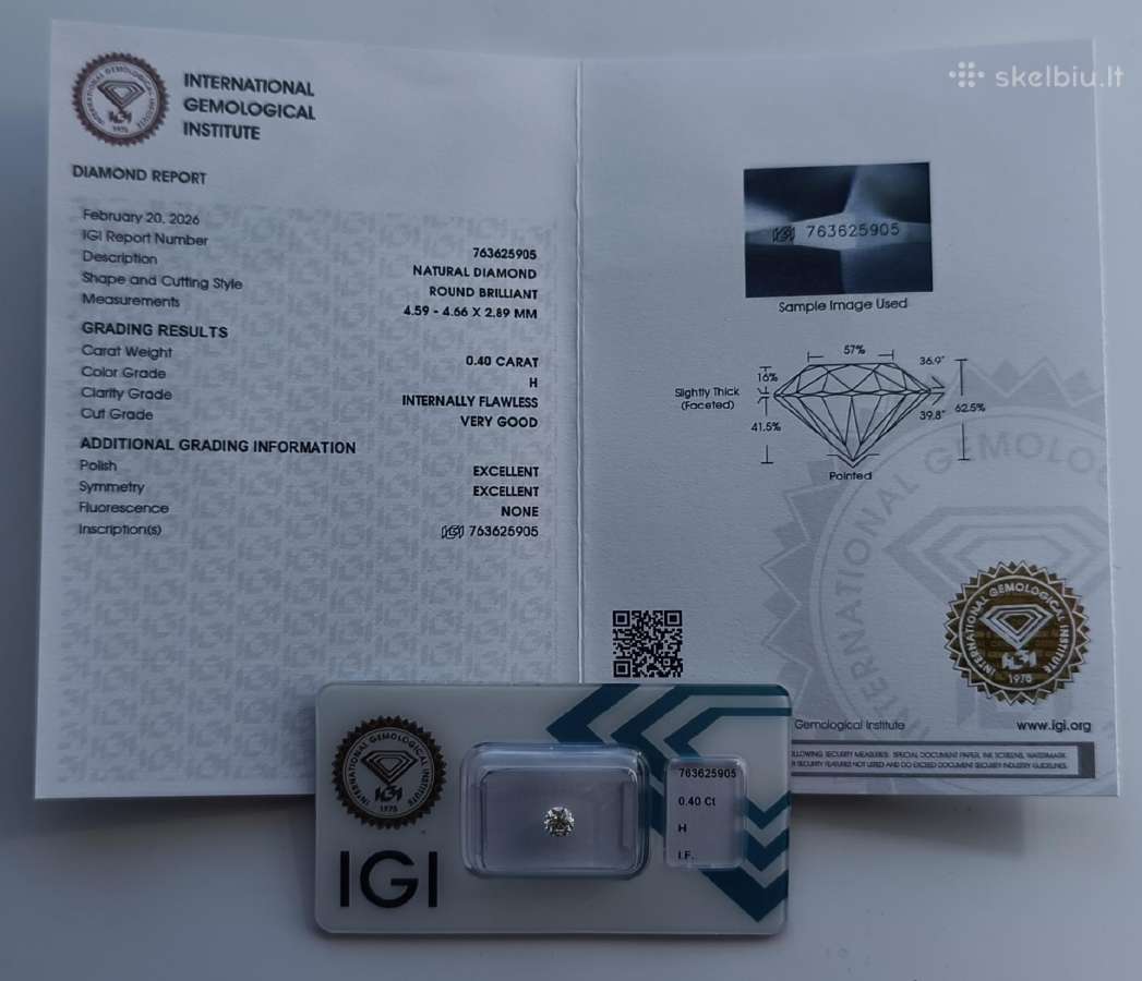 Ypatingo skaidrumo natūralus 0.54 ct briliantas - nuotraukos Nr. 6