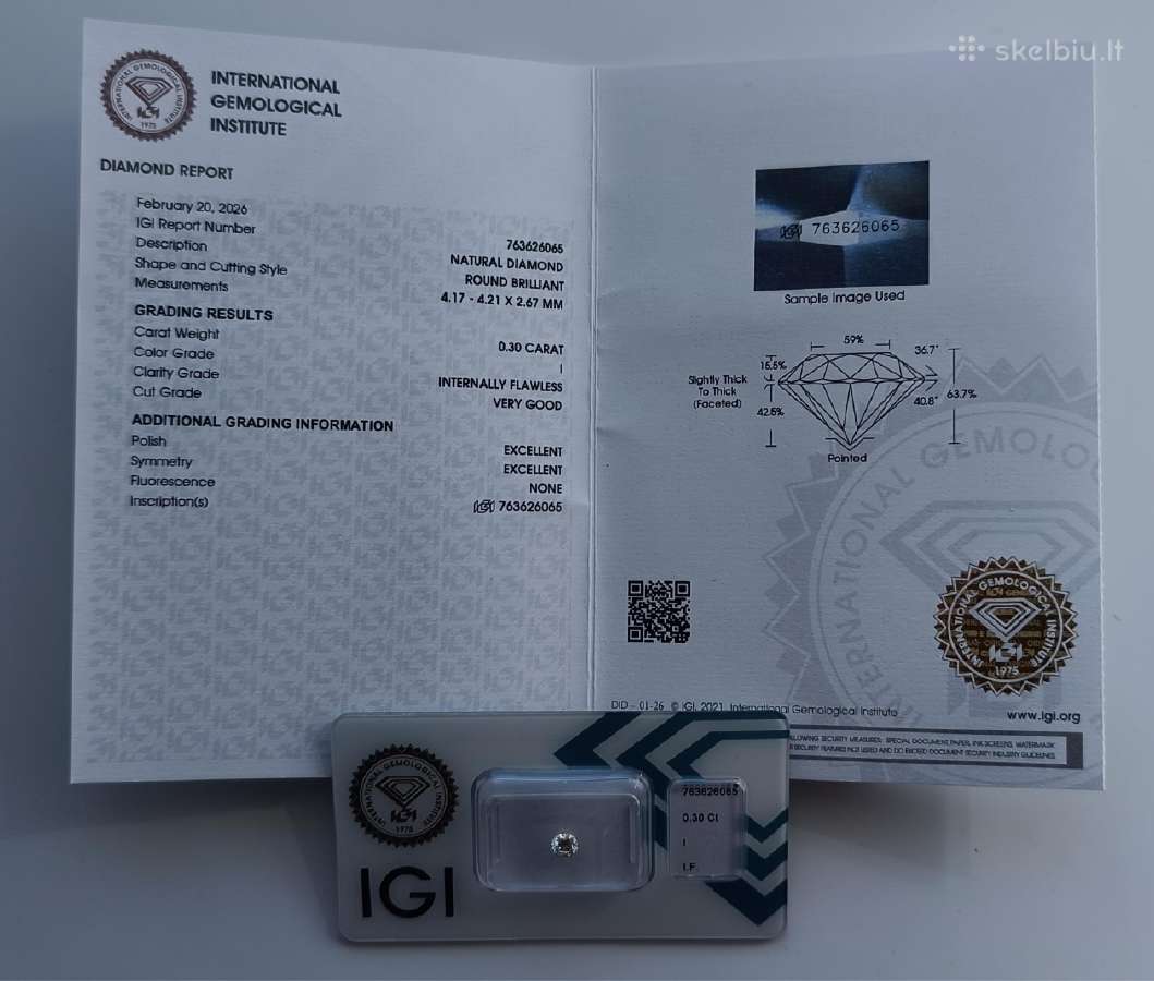 Ypatingo skaidrumo natūralus 0.54 ct briliantas - nuotraukos Nr. 3