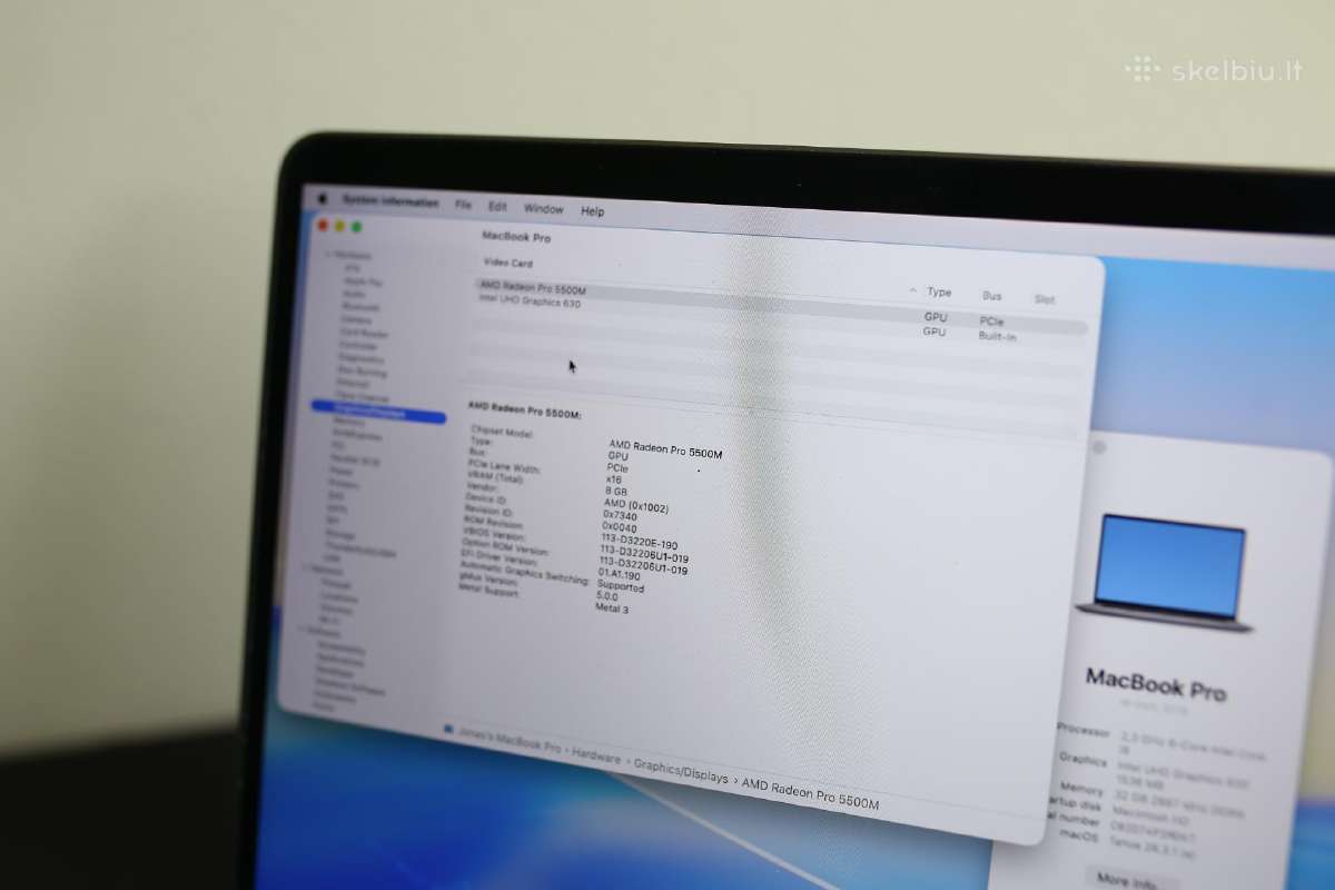 MacBook Pro 16" i9 32gb RAM 1tb 8gb Radeon - nuotraukos Nr. 4