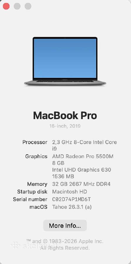 MacBook Pro 16" i9 32gb RAM 1tb 8gb Radeon - nuotraukos Nr. 5