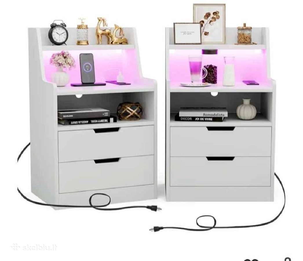 2vnt Nauja moderni naktinė spintelė su LED