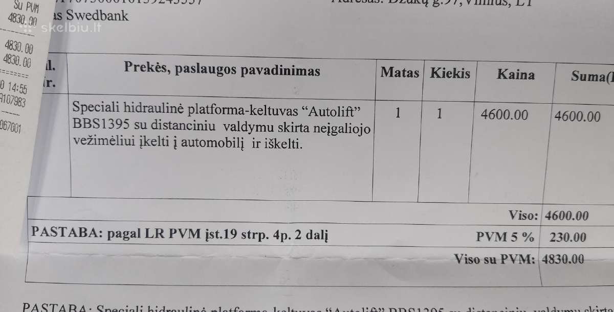 Hidraulinius elektrinis keltuvas neįgaliesiems - nuotraukos Nr. 5