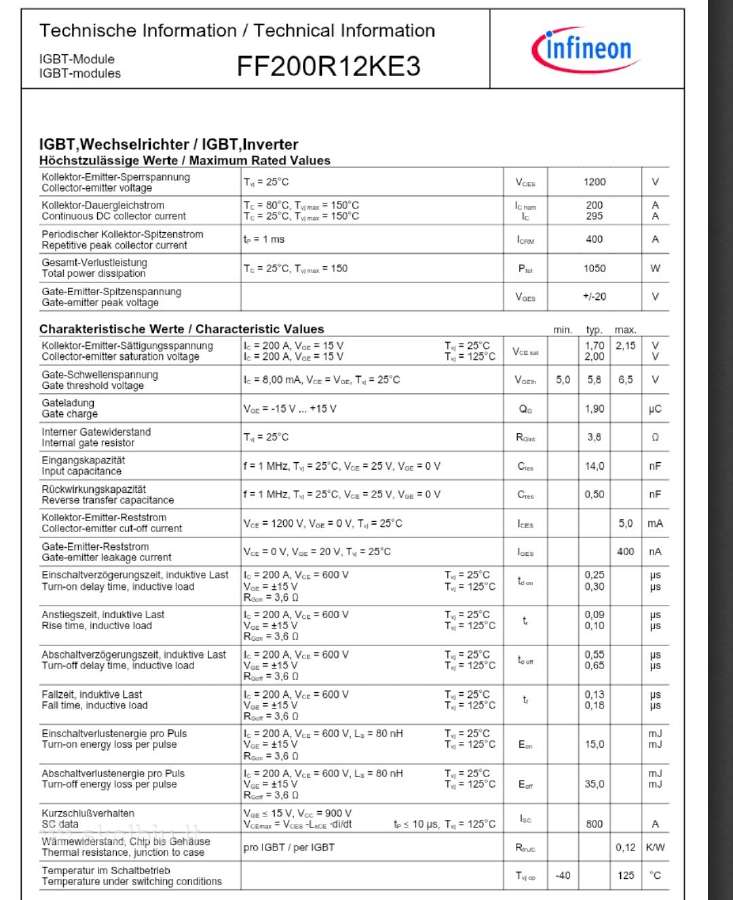 Igbt Ff200r12ke3 - nuotraukos Nr. 3