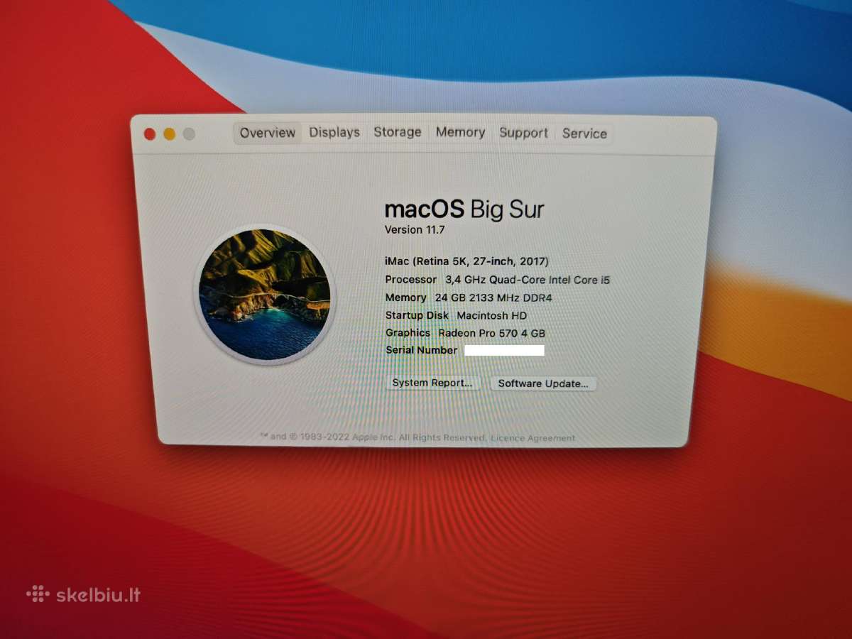 iMac 27 inch (2017) 1 TB, 24 GB RAM, Radeon 4gb - nuotraukos Nr. 2
