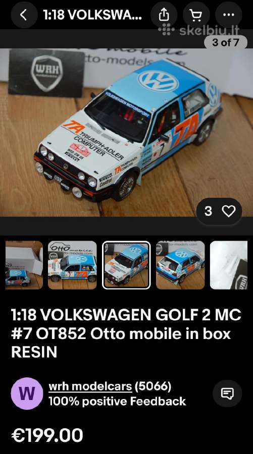 VW Golf Gti ralinis 1/18 - nuotraukos Nr. 7