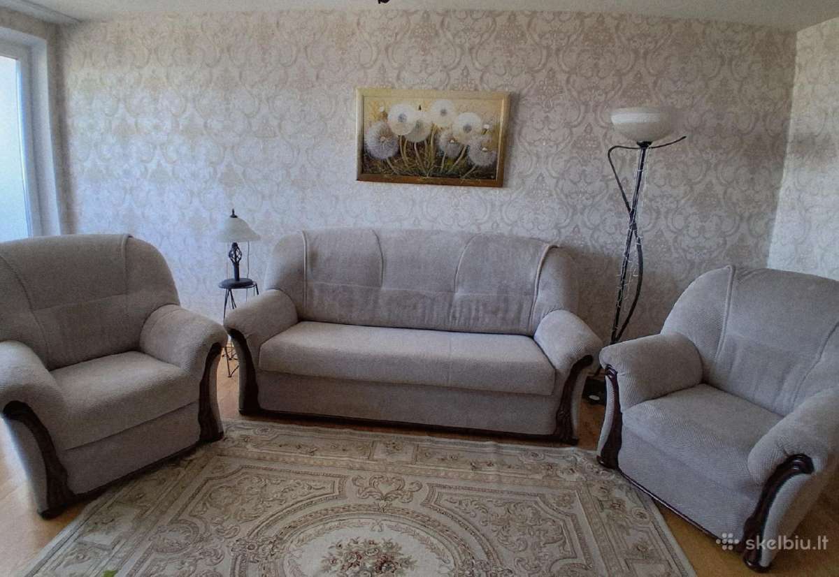Sofa ir foteliai 3+1+1 ir staliukas komplektas