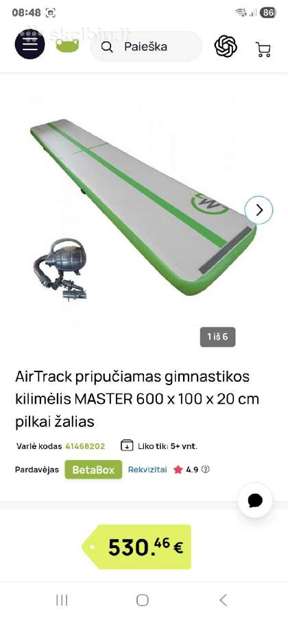 Airtrac pripuciamas gimnastikos kilimelis 600/100/ - nuotraukos Nr. 6