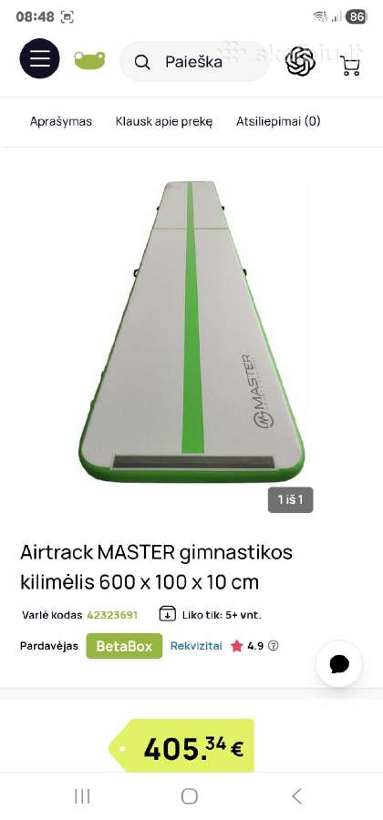 Airtrac pripuciamas gimnastikos kilimelis 600/100/ - nuotraukos Nr. 7