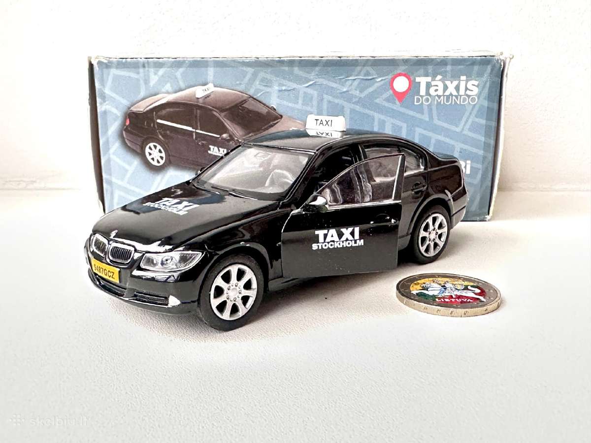 Bmw E90 3er 318i taxi Stockholm juoda 1:38 Welly