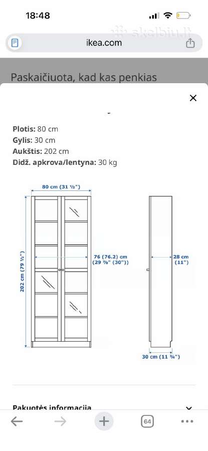 Ikea Billy knygų spinta su stiklinėmis durelėmis - nuotraukos Nr. 5