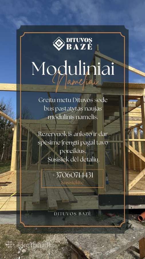 Modulinis 40 kv. m namelis su terasa ir 4 a sklypu