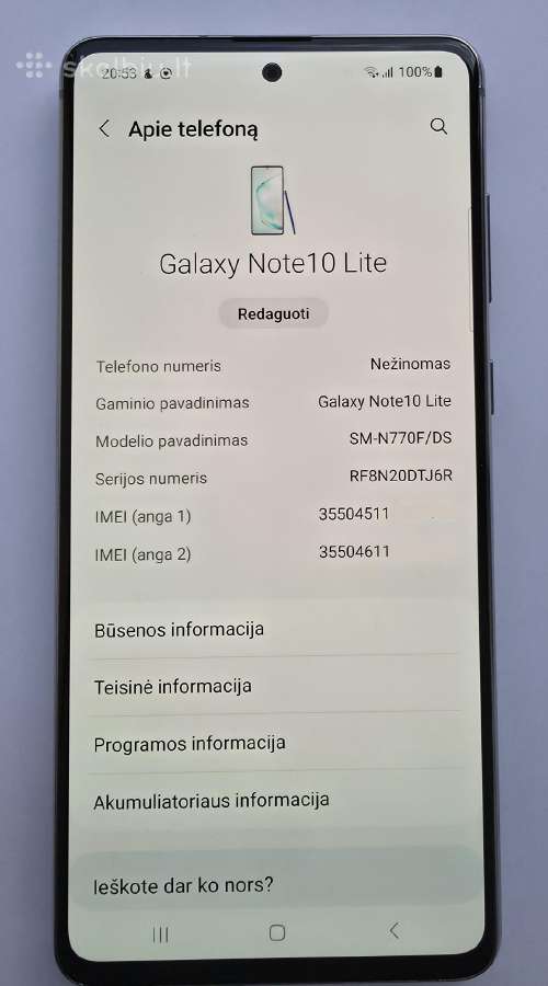 Samsung note 10 lite - nuotraukos Nr. 6