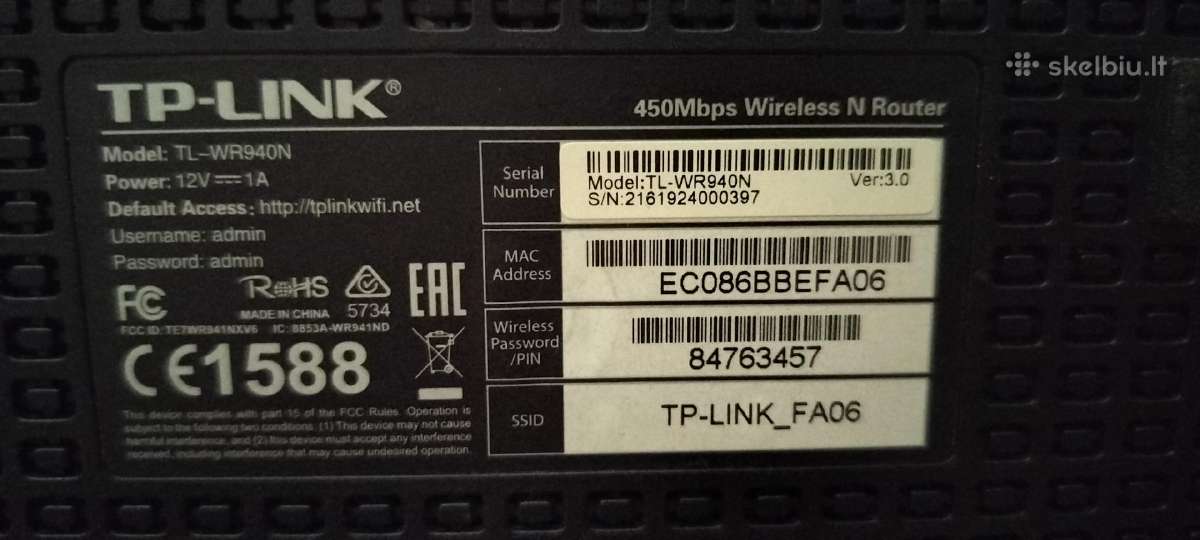 Tp Link Tl-wr940n, 450 Mbps. - nuotraukos Nr. 4