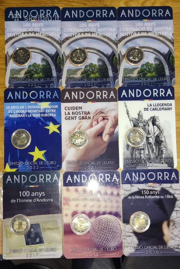 Andoros 2 Eurų monetos kortelese