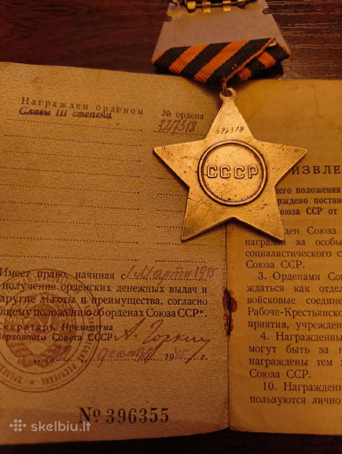 CcCCCP Ordinas Slava 3 Laipsnio. Lietuvis Apdovano - nuotraukos Nr. 8