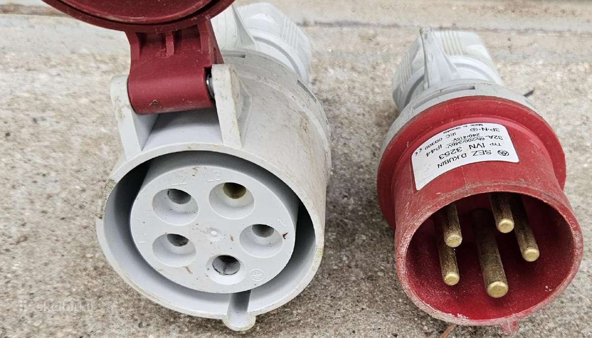 Trifazis kištukas ir lizdas 240-415v, 32a 5p - nuotraukos Nr. 4
