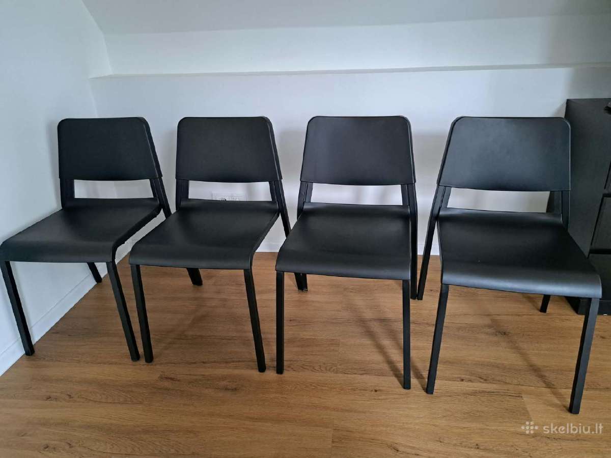 Apvalus (prasiilgina) stalas + 4 juodos kėdės, - nuotraukos Nr. 8