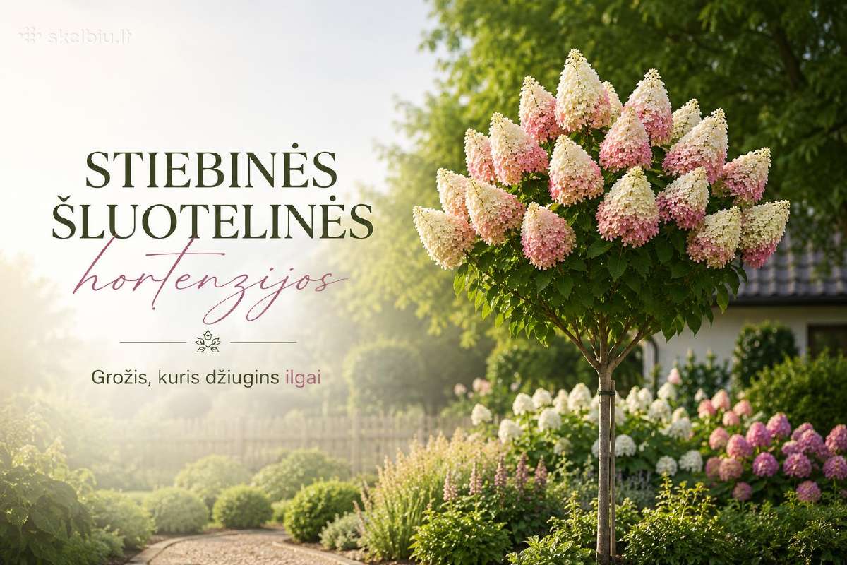 Šluotelinės hortenzijos ir kiti augalai