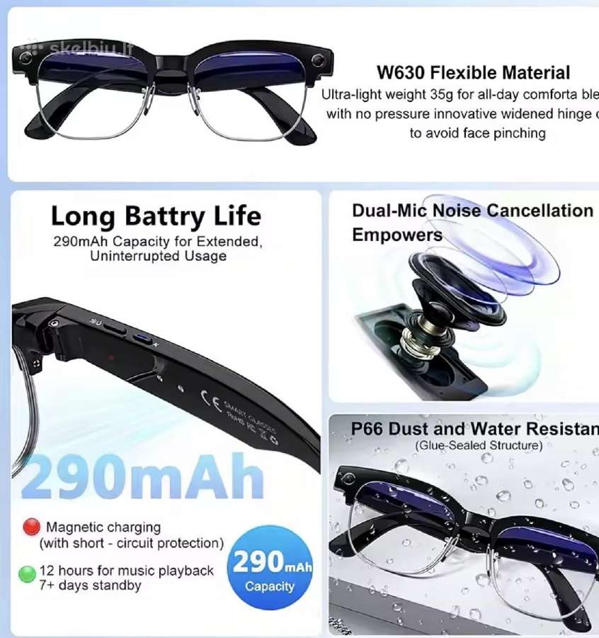 M02s Smart Glasses –akiniai filmuoja ir fotografuo - nuotraukos Nr. 11