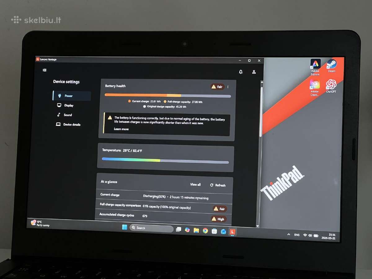 Parduodamas Thinkpad E470 su I7, Nvidia 940mx. - nuotraukos Nr. 10