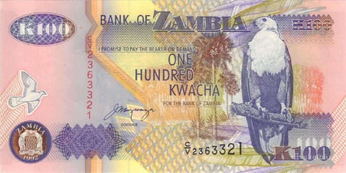 Zambia 100 kwacha 1992. Unc. P