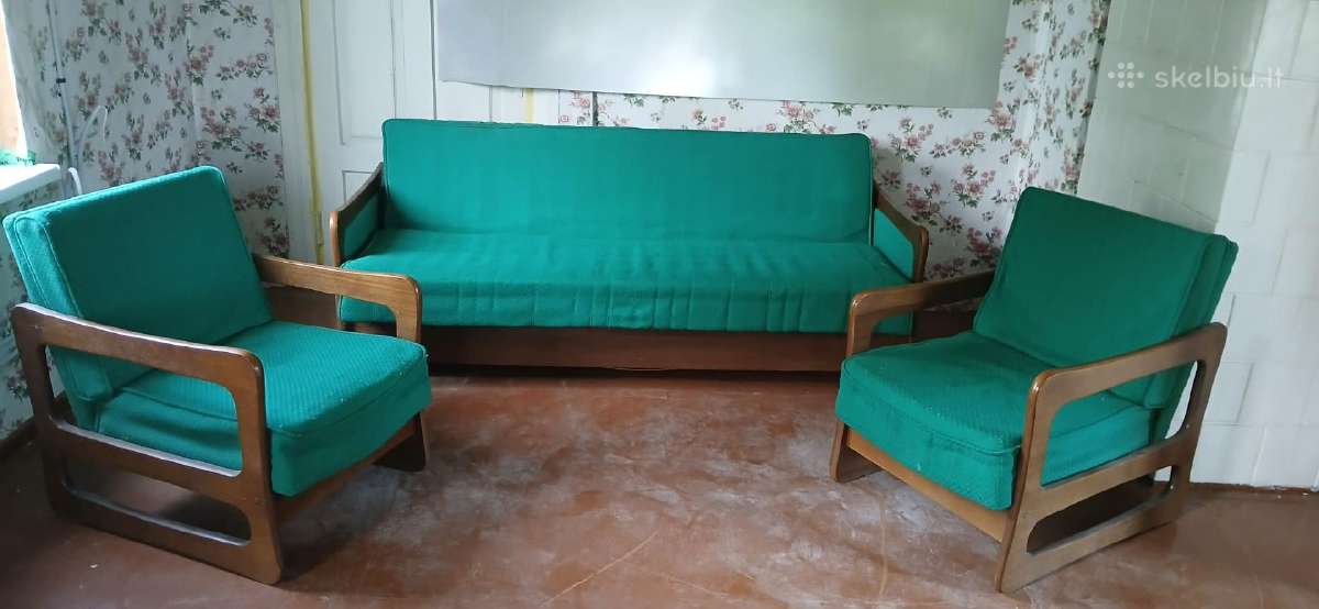Sofa-lova 2 foteliai. Dovanoju