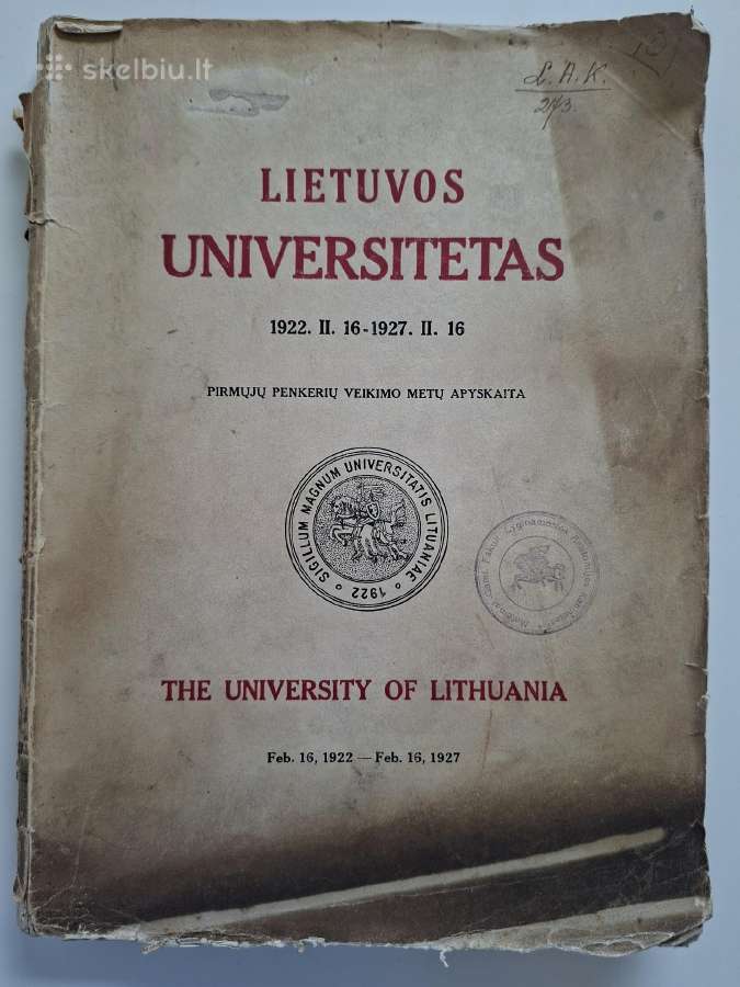 Lietuvos universitetas 1922 II 16-1927 II 16. 1927