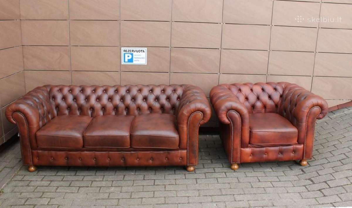 Chesterfield natūralios odos fotelis - nuotraukos Nr. 11